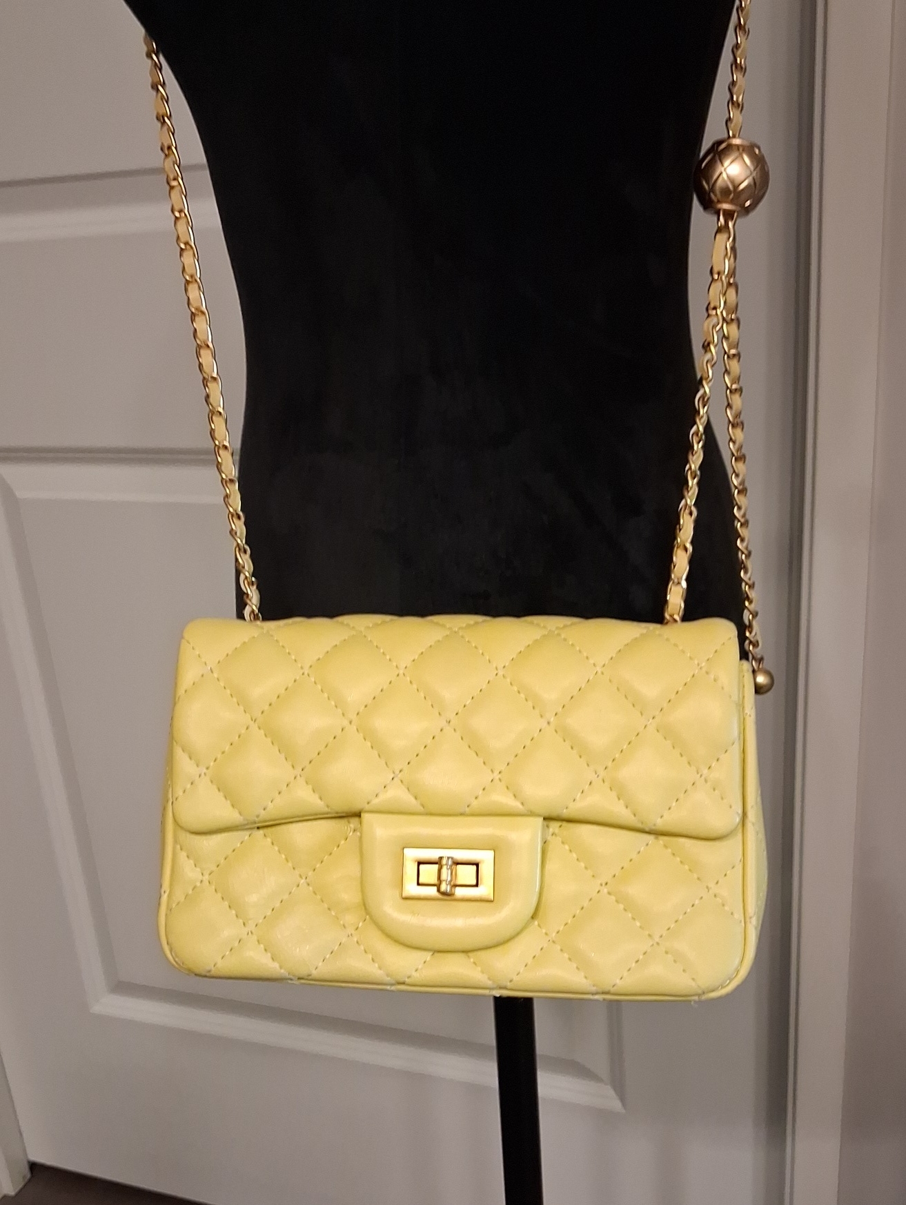 Tiffany & Fred Paris Yellow Quilted Sheepskin Leather Crossbody Bag — image 5 of 8